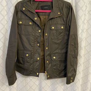J Crew green jacket with gold buttons